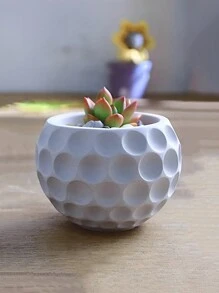 DIY圆形波点烛台硅胶模具、手工多肉植物花盆模具、石膏模具、水晶环氧树脂模具、收纳盒 - 白色 - 查看 8