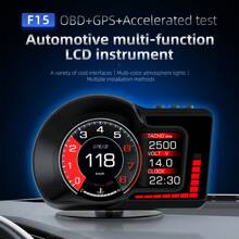 Velocímetro Digital Hud Obd2 + Gps Para Coche, Alarma De Exceso De Velocidad, Rpm, Temperatura Del Agua, Medidor De Consumo De Presión Turbo De Combustible - Negro - Ver 1