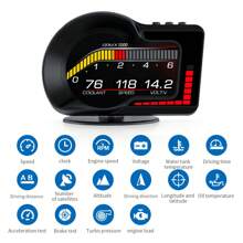 Velocímetro Digital Hud Obd2 + Gps Para Coche, Alarma De Exceso De Velocidad, Rpm, Temperatura Del Agua, Medidor De Consumo De Presión Turbo De Combustible - Negro - Ver 7