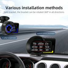 Velocímetro Digital Hud Obd2 + Gps Para Coche, Alarma De Exceso De Velocidad, Rpm, Temperatura Del Agua, Medidor De Consumo De Presión Turbo De Combustible - Negro - Ver 5