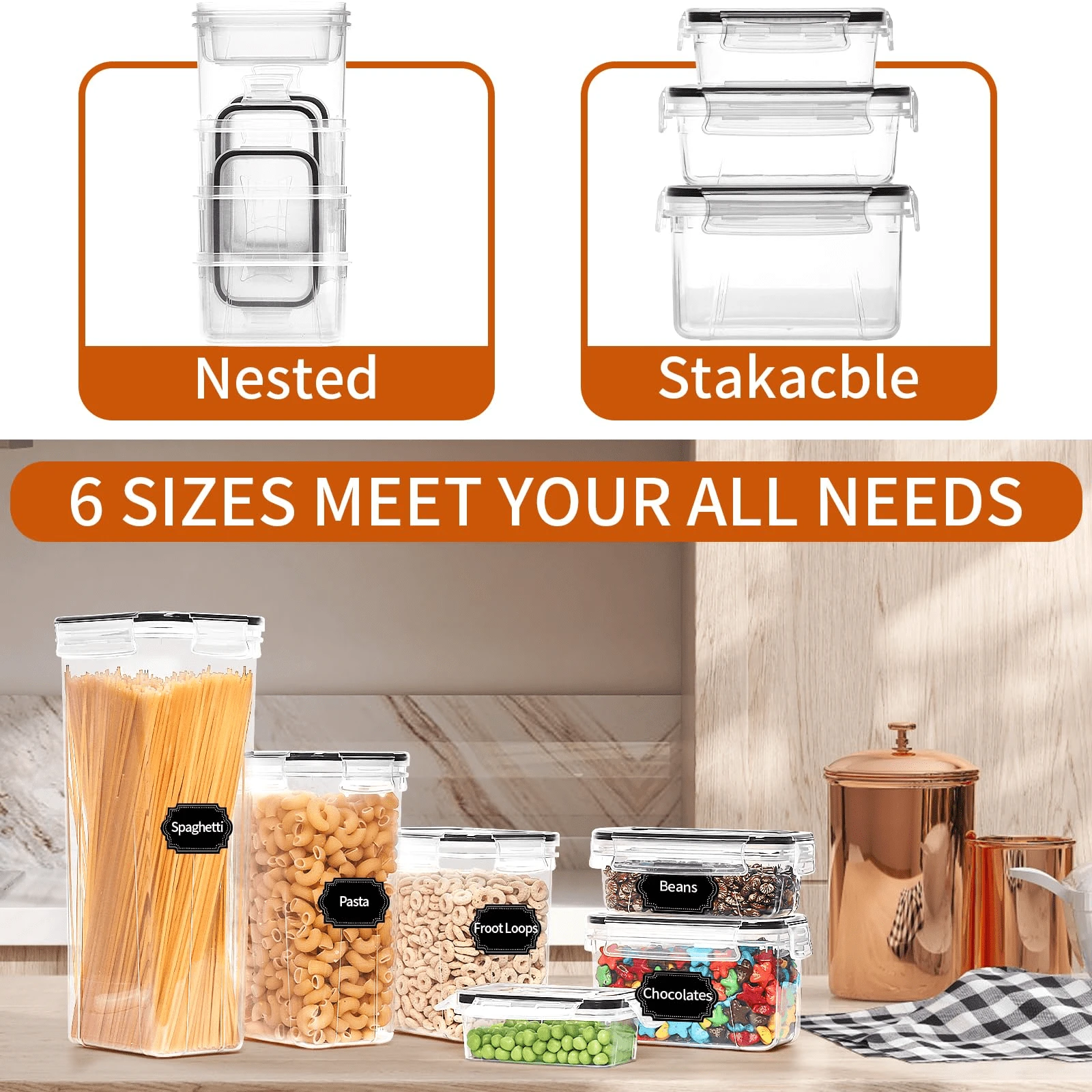 36 Pack Airtight Food Storage Containers for Kitchen Pantry