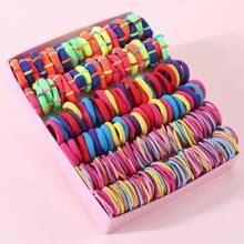 300pcs Girls' Simple Colorful Hair Ties, Suitable For Daily Wear - Multicolor - View 2