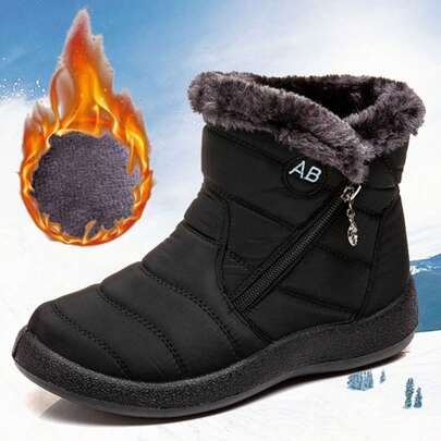 Women's Snow Boots, Ladies Winter Short Boots, Lightweight & Comfortable, Non-Slip Boots, Plus Size Pull-On Style