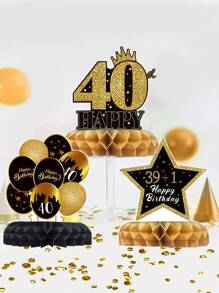 9件套原创设计40岁生日蜂窝装饰，适用于生日派对背景装饰、房间装饰、40岁生日派对回礼、生日礼物、生日装饰、房间装饰、家居装饰 - 40th - 查看 3