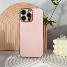 1 pièce Étui de téléphone avec bordure dorée rose