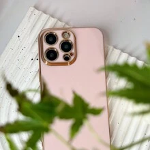 1 pièce Étui de téléphone avec bordure dorée rose