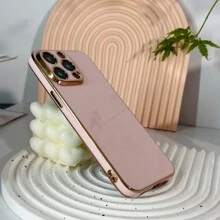 1 pièce Étui de téléphone avec bordure dorée rose