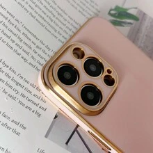 1 pièce Étui de téléphone avec bordure dorée rose