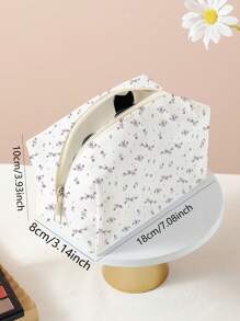 Fluffy Bag Floral All Over Print Octagonal Coral Velvet Cosmetic Bag Good For Vacation Floral Print Floral Pattern Floral Bag Flower Print Flower Pattern Flower Bag Makeup Bag Make Up Organizer Cosmetic Bag Makeup Pouch Makeup Storage For Women Girl Gift For Mom Mother Mommy Girlfriend Valentines Spring Elegant Makeup Bags - Multicolor - View 5