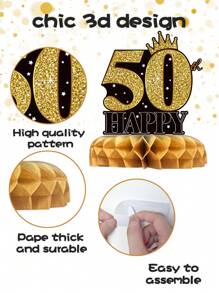 9pcs/Set Original Design 50th Birthday Honeycomb Ornaments For Birthday Party Backdrops Decor, Room Decor Supplies, 50th Birthday Party Favor, Birthday Gift, Birthday Decor Room Decor, Home Decor