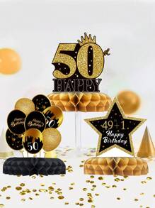 9pcs/Set Original Design 50th Birthday Honeycomb Ornaments For Birthday Party Backdrops Decor, Room Decor Supplies, 50th Birthday Party Favor, Birthday Gift, Birthday Decor Room Decor, Home Decor