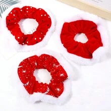 1 件女式聖誕主題蝴蝶結髮圈,紅色格子設計。適合ins風格、聚會和日常穿著。 - 紅色 - 查看 4