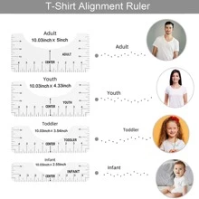 4PCS For T-Shirt Ruler Guide, T-Shirt Alignment Tools With Clothing Size Chart, 4 Rulers Included, T-Shirt Centering Vinyl Guide For For HTV Heat Press Transfer And Sublimation Designs On Shirts - White - View 1