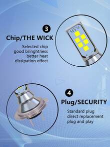 1入組新款h7 H11 Led燈泡12 Led霧燈和前照燈,適用於汽車dc12-24v 6500k超亮汽車霧燈汽車燈 - 白色 - 查看 5