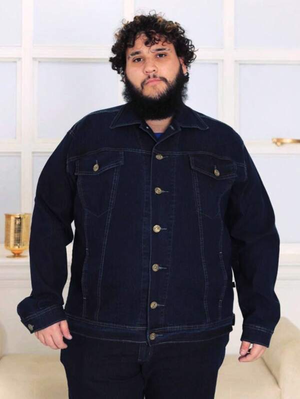 Jaqueta Jeans Masculina Plus Size Conforto extremo
