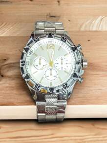 Relógio masculino AÇO + Conjunto corrente e pulseira pingente cruz