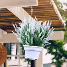 8人造薰衣草花卉戶外UV抵抗的假花塑膠植物花園門廊窗戶盒裝飾(經典白色) - 白色 - 查看 4