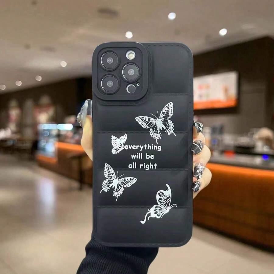 1pc White Butterfly Phone Case Compatible With Iphone - Clear - View 1