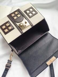 Cute And Funny Pink & White House Shape Shoulder Bag - Black and White - View 3