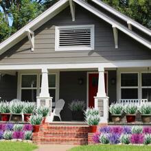 8人造薰衣草花卉戶外UV抵抗的假花塑膠植物花園門廊窗戶盒裝飾(經典白色) - 白色 - 查看 7