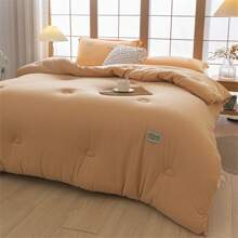 1件抗菌纖維冬季被,大豆纖維填充實色被子,適用於臥室和酒店 - 活力橙 - 查看 3