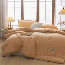 1件抗菌纖維冬季被,大豆纖維填充實色被子,適用於臥室和酒店 - 活力橙 - 查看 6