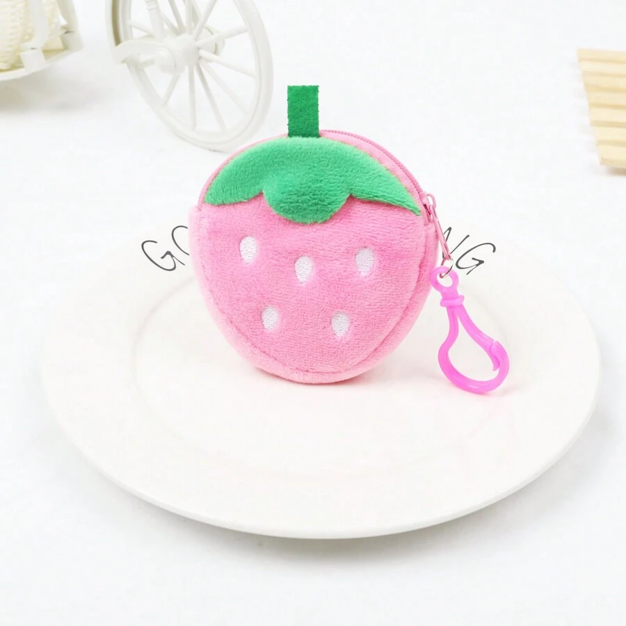 1 Pc Creative Fruit Plush Coin Purse - Stylish Mini Coin Wallet & Bag Pendant - Perfect Gift - Pink - View 1