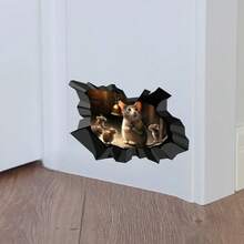 1pc Mouse in Mouse Hole Decal - Mouse Hole 3D Wall Sticker - Multicolor - View 2
