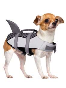 1 Miếng Có thể điều chỉnh Phản chiếu Vẩy cá Mỹ nhân ngư Thiết kế Chó Áo phao , Thích hợp Đối với Thú cưng Hồ Bơi Và Thể thao dưới Nước - Xám - Xem 1