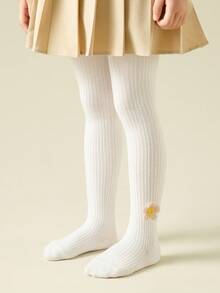 兒童葵花設計配件緊身褲襪 - 白色 - 查看 2