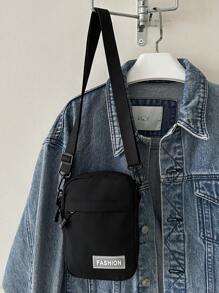 1 pieza Bolso bandolera de lona mini de moda con parche de alfabeto negro decorativo, liviano, para trabajadores de oficina, universidad, trabajo, empresa, ir al trabajo, oficina, como regalo de aniversario, pareja, cumpleaños, San Valentín - Negro - Ver 7
