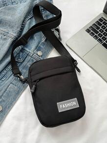1 pieza Bolso bandolera de lona mini de moda con parche de alfabeto negro decorativo, liviano, para trabajadores de oficina, universidad, trabajo, empresa, ir al trabajo, oficina, como regalo de aniversario, pareja, cumpleaños, San Valentín - Negro - Ver 1