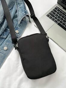 1 pieza Bolso bandolera de lona mini de moda con parche de alfabeto negro decorativo, liviano, para trabajadores de oficina, universidad, trabajo, empresa, ir al trabajo, oficina, como regalo de aniversario, pareja, cumpleaños, San Valentín - Negro - Ver 3