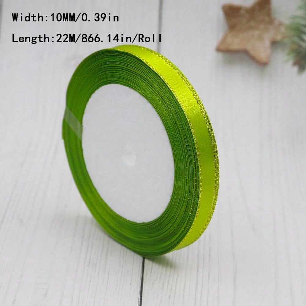 Shein Wire Ribbon 22m/roll 10mm Width Gold Trim Solid Color Satin Ribbon For Gift ...