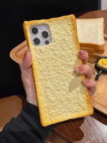 Funny 1pc Cartoon Toast Bread Anti-Fall Silicone Phone Case Compatible With IPhone - Multicolor - View 1