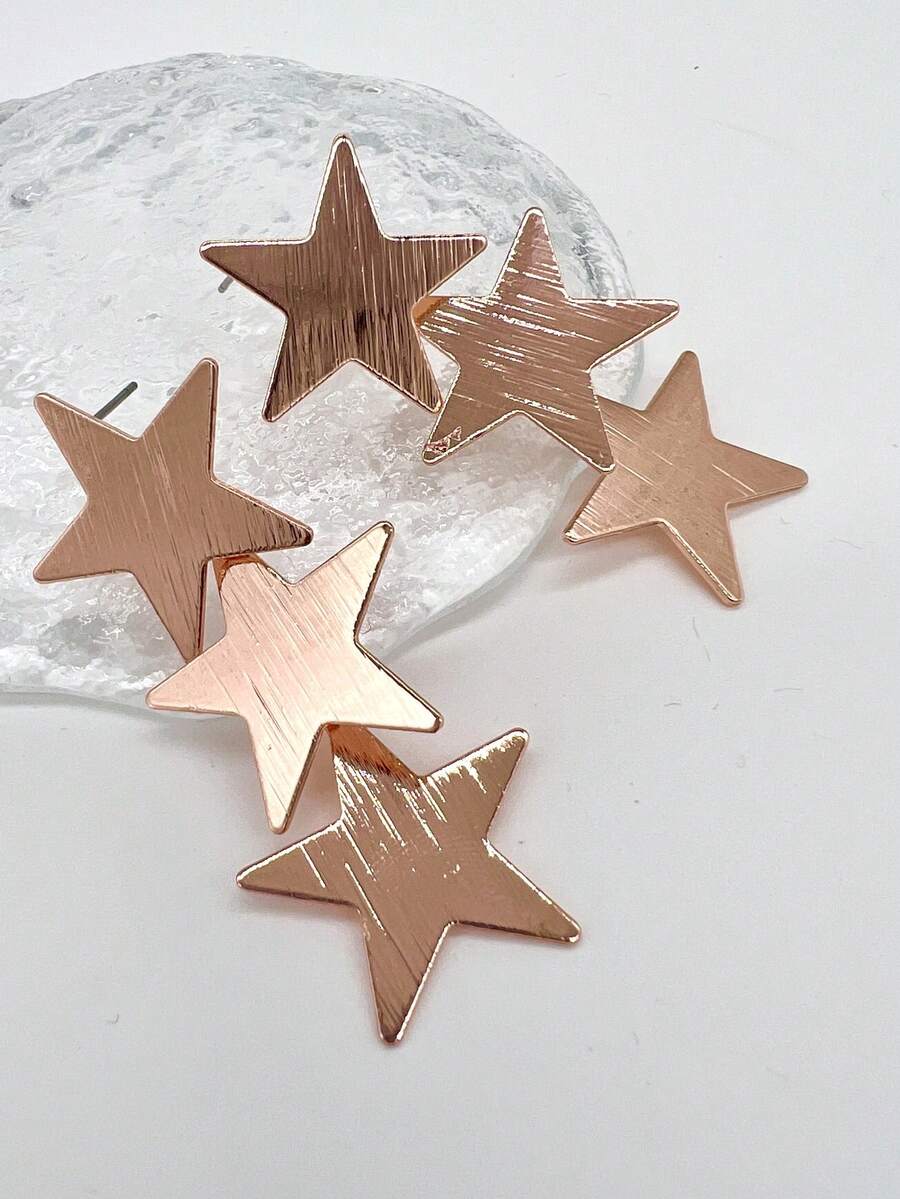 1 đôi bông tai hình ngôi sao sắt thời trang cho phụ nữ để trang trí hàng ngày - Hoa hồng vàng - Xem 1