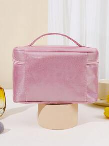 Fashionable Pink Square Shaped Glitter Makeup Bag, Handheld Cosmetic Bag. Portable Cosmetic Tool Bag, Portable Lady Makeup Storage Bag With Folding Function ,Makeup Bag Makeup Pouch Skincare Bag Toiletry Bag Packing Cubes,Travel Essentials Cruise Essentials Dorm Essentials,Wedding Bridesmaid Gifts,Mom Gifts,Birthday Gifts,Gifts For Friends And Teachers Makeup Travel Toiletry Organizer Essentials Gifts Storage Zipper Accessories Nail