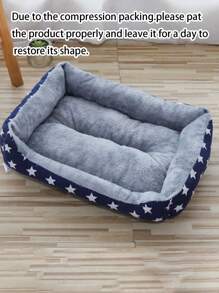 1pc Star Pattern Soft Warm Pet Bed, Suitable For Small Medium Large Dogs And Cats To Sleep All Seasons - Navy Blue - View 6