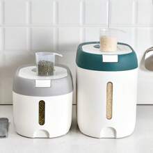 1pc Home Multifunctional Rice Storage Tank, Home Moisture-proof Thickened Rice Bucket, Sealed Rice Storage Box, Large-capacity Rice Bucket, Food-grade Insect-proof Rice Bucket - Green - View 3