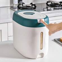 1pc Home Multifunctional Rice Storage Tank, Home Moisture-proof Thickened Rice Bucket, Sealed Rice Storage Box, Large-capacity Rice Bucket, Food-grade Insect-proof Rice Bucket - Green - View 2