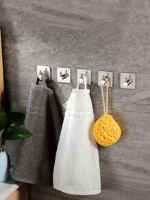 Silver Single L-Shaped Adhesive Towel Hook, Multi-Functional Wall Mount Hook For Family Coats, Bathrooms, And Towel Organization