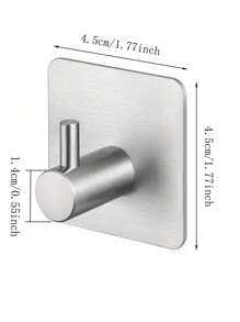 Silver Single L-Shaped Adhesive Towel Hook, Multi-Functional Wall Mount Hook For Family Coats, Bathrooms, And Towel Organization