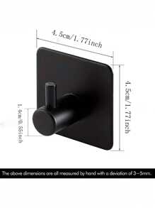 黑色自黏式l型毛巾掛鉤,多功能掛衣架,掛袍子,浴室收納必備 - 黑色 - 查看 3