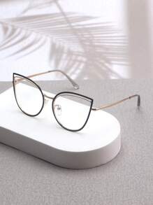 1 Pair Stainless Steel Cat Eye Frame Casual Eyeglasses For Women