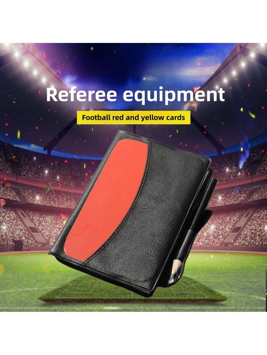 1 Set Referee Equipment With Notebook, Red Card, Yellow Card, For Football Games, Events, And Rule Enforcement - Black - View 1