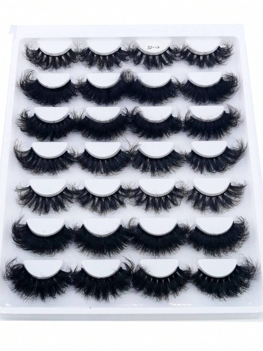 HBZGTLAD 14 Pairs 25mm Russian Strip Lashes Fluffy Mink Lashes 3D False Eyelashes Russian Volume Eyelashes Fake Eyelashes Dramatic Messy Mink Lashes Wispy Long Foxy Eye Lifting Look Eyelash Extension Kit Full Eyelash Strip To Lengthen And Volumize The Outer Corner Of Your Eye Beauty Makeup