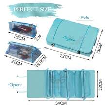 Cosmetiquera Neceser Bolsa Ajustab Viaje Portátil Maquillaje - Azul - Ver 3