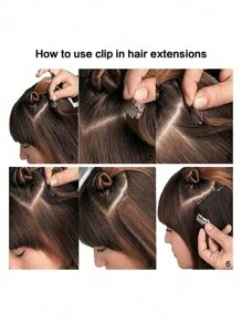 直筒金色24英寸長款夾片合成纖維接髮適合女士 - 金色 - 查看 5