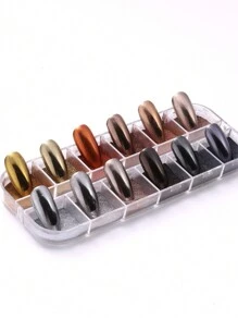 12色金属美甲闪粉，1盒彩色镜面铬粉，秋冬DIY美甲装饰 - 彩色 - 查看 5