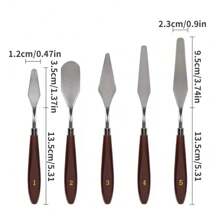 5入組不鏽鋼蛋糕抹刀套裝 - 奶油糖霜蛋糕裝飾工具,適用於平滑糕點diy蛋糕裝飾,具有角度刀片,折曲托盤刀,切割器,刮板和填充工具 - 咖啡棕 - 查看 2
